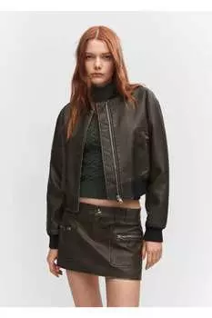 Юбка из искусственной кожи Mango, черный