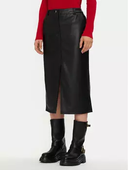 Юбка из искусственной кожи приталенного кроя Jdy, черный