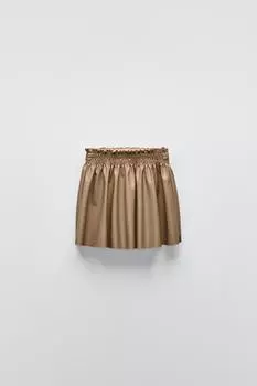 Юбка из искусственной кожи с сборкой ZARA, бронзовый