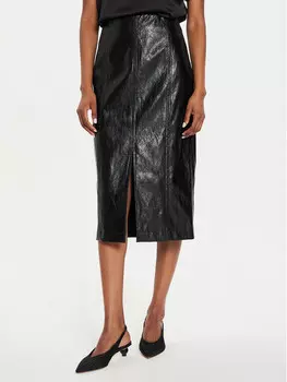 Юбка из искусственной кожи стандартного кроя Marella, черный
