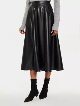 Юбка из искусственной кожи стандартного кроя Marella, черный