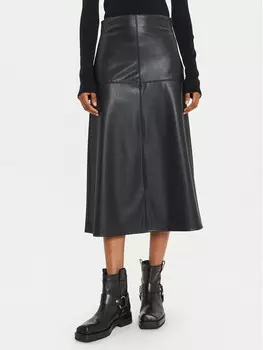 Юбка из искусственной кожи, стандартного кроя Max Mara Leisure, черный
