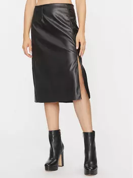 Юбка из искусственной кожи, стандартного кроя Noisy May, черный