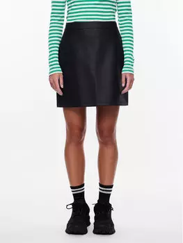 Юбка из искусственной кожи, стандартного кроя Pieces, черный