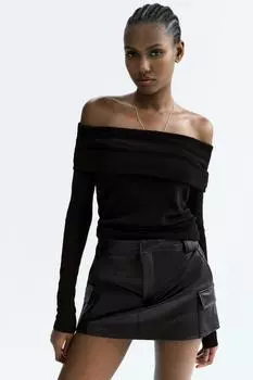 Юбка из искусственной кожи ZARA, черный