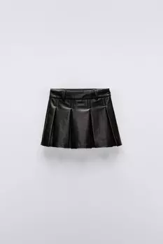 Юбка из искусственной кожи ZARA, черный
