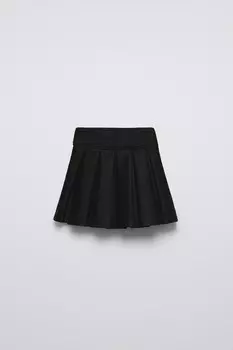 Юбка из искусственной замши с плиссировкой ZARA, черный