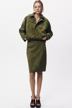 Юбка из искусственной замши ZARA, цвет mid khaki
