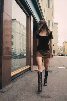 Юбка из искусственной замши ZARA, светло-коричневый