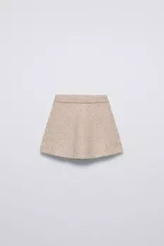 Юбка из косовой трикотажной плетки ZARA, светло-бежевый