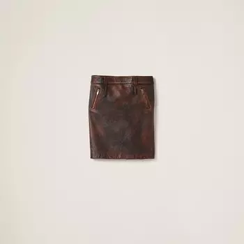 Юбка из кожи наппа Miu Miu, коричневый