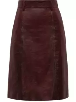 Юбка из кожи nappa Prada, красный