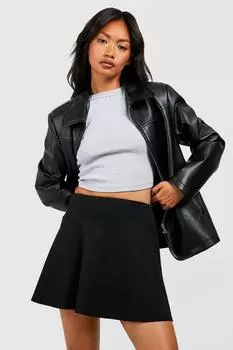 Юбка из крепа с глубоким поясом Boohoo, черный