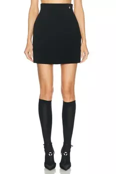 Юбка из крепа с высокой талией BALMAIN, цвет Noir