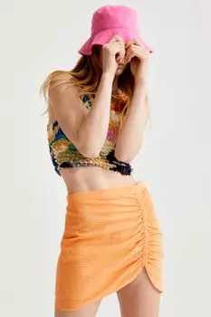 Юбка из крепа со сборками H&amp;M, апельсин