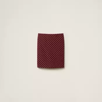 Юбка из крепдешина в горошек Miu Miu, красный