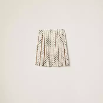 Юбка из крепдешина в горошек Miu Miu, белый