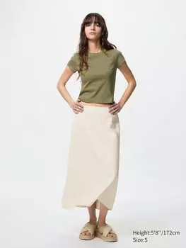 Юбка из льняной смеси (короткая) Uniqlo, бежевый