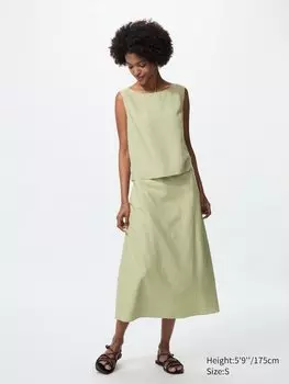 Юбка из льняной смеси (короткая) Uniqlo, зеленый