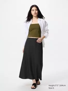 Юбка из льняной смеси Uniqlo, черный