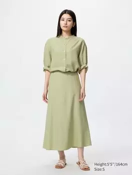 Юбка из льняной смеси Uniqlo, зеленый