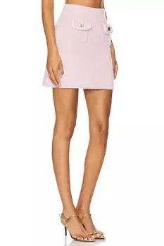 Юбка из меланжевой мериносовой пряжи Self-Portrait, розовый