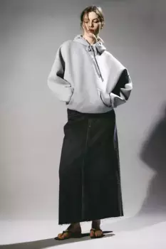 Юбка из мягкой джинсовой ткани с перьями H&M, черный