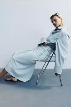 Юбка из мягкой джинсовой ткани с перьями H&M, синий