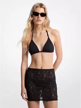 Юбка из нейлона с цветочным кружевом и эластичным узором Michael Kors, черный