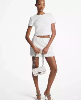 Юбка из неопрена с пайетками Michael Michael Kors, белый