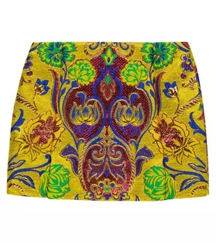 Юбка из парчи с цветочным принтом Dolce&Gabbana, разноцветный