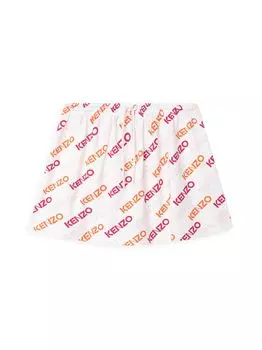Юбка из пике с логотипом для маленьких девочек и девочек KENZO, белый