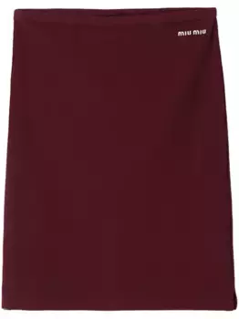 Юбка из пике с вышитым логотипом MIU MIU, красный