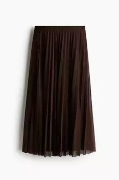 Юбка из плиссированной сетки H&M, коричневый