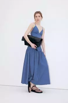 Юбка из поплина А-силуэта H&M, синий
