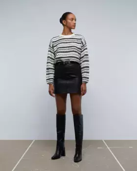 Юбка из яловой кожи с поясом Scalpers, черный