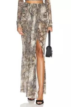 Юбка из сетчатой ткани с драпировкой Lapointe, цвет snake print