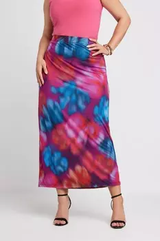 Юбка из сетки с абстрактным принтом из лимитированной коллекции Yours Curve, розовый