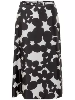 Юбка из шелка Marni с цветочным принтом, черный