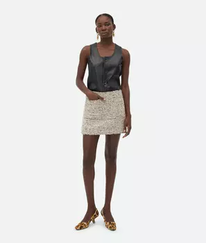Юбка из шерсти букле Bottega Veneta, белый/черный