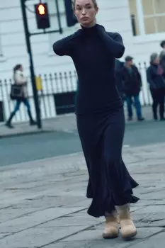 Юбка из шерсти с воланами по нижнему кромку ZARA, темно-синий