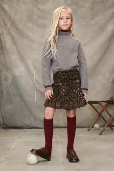 Юбка из шерсти с животным принтом ZARA, коричневый