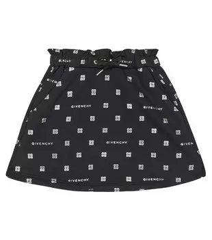 Юбка из смесового хлопка с логотипом Givenchy Kids, черный