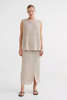 Юбка из смесового льна H&amp;M, бежевый