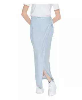 Юбка из смесового льна и кружева синего цвета в тонкую полоску Vero Moda, синий