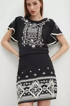 Юбка из смесового льна Medicine, черный