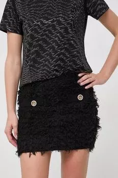Юбка из смесовой шерсти Pinko, черный