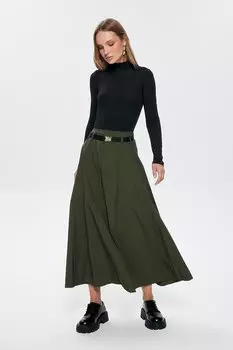 Юбка из технической ткани с поясом, цвет хаки QUZU