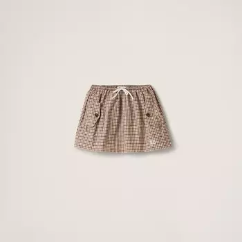 Юбка из технической ткани в клетку гингем Miu Miu, мультиколор