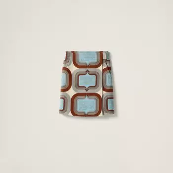 Юбка из тканого материала с принтом Miu Miu, мультиколор